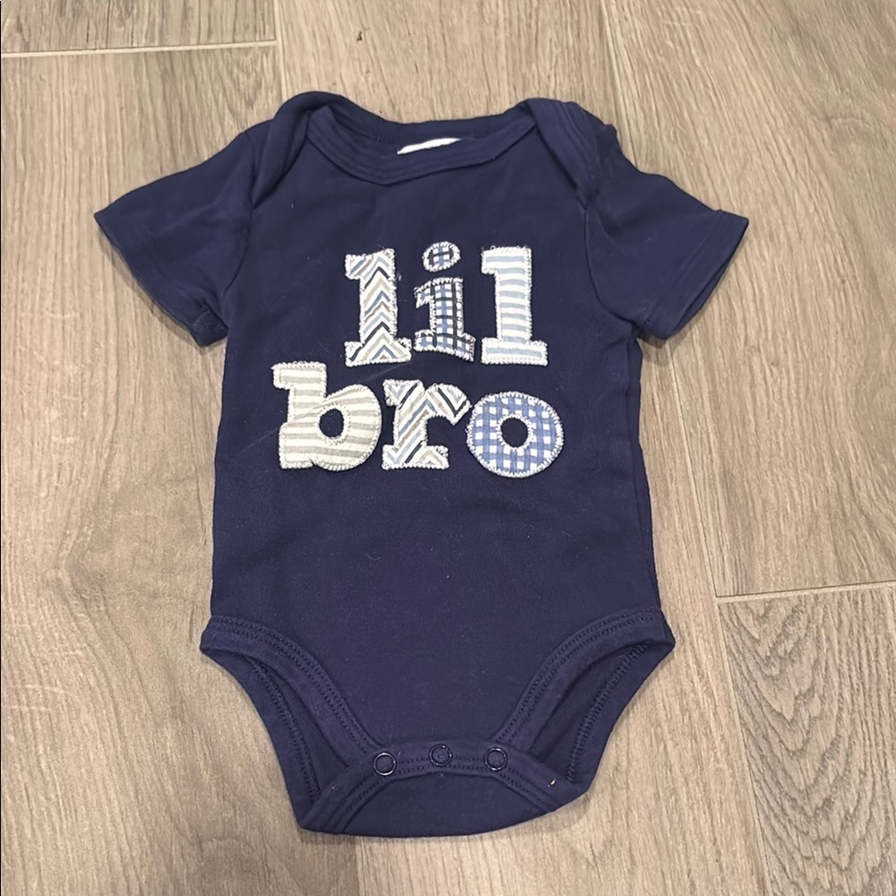 Mud Pie Lil Bro Navy Blue Baby Onesie 6M